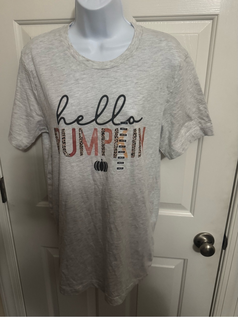 Hello Pumpkin Graphic Tee - Light Gray women’s Medium